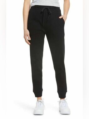 Reformation Monte Plush Drawstring Jogger Pants Sz S Loungewear Black Cozy Fuzzy